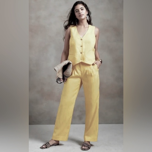 Banana Republic Linen Wide Leg Pants - Picture 2 of 14